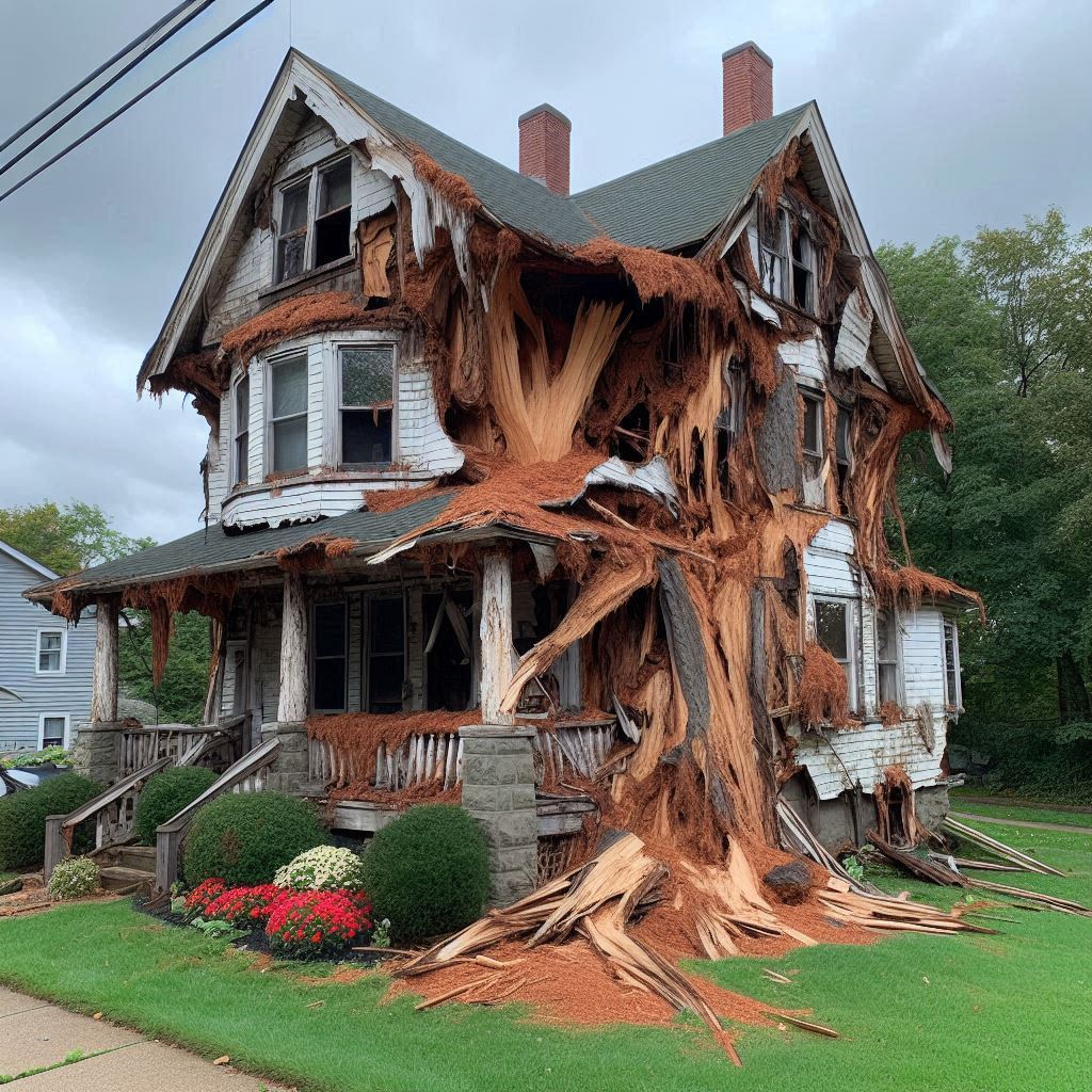 Signs Your Roxbury Home Needs a Tree Inspection Damaged tree on an Roxbury home showing signs of disease and decay
